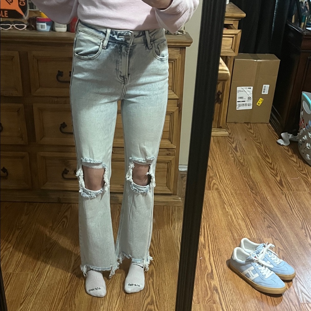 Light Blue Distressed Women Jeans